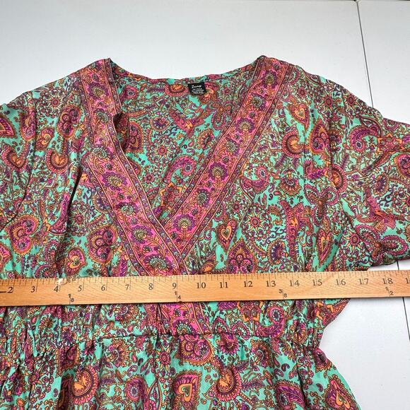 Zury Dress Womens One Size Pink Floral Silk Ruffle Hi Low Cottage Peasant Boho - Picture 9 of 12